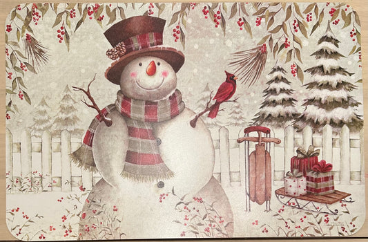 Snowman With Christmas Tree Placemat