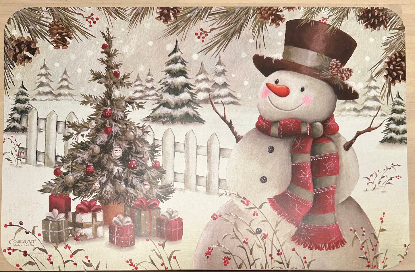 Snowman With Christmas Tree Placemat