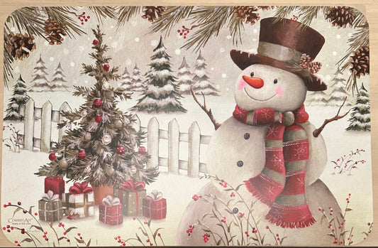 Snowman With Christmas Tree Placemat